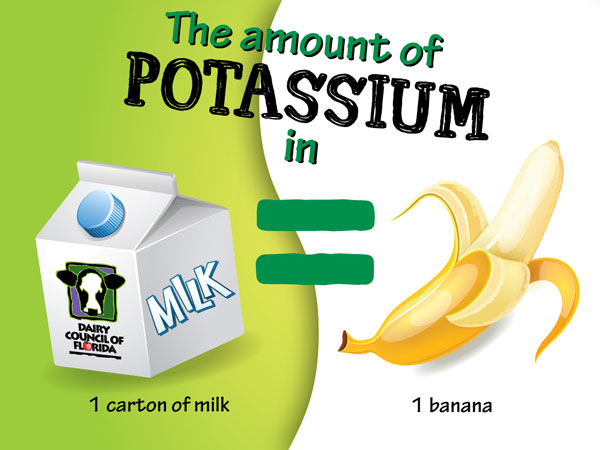 The amount of potassium in milk image