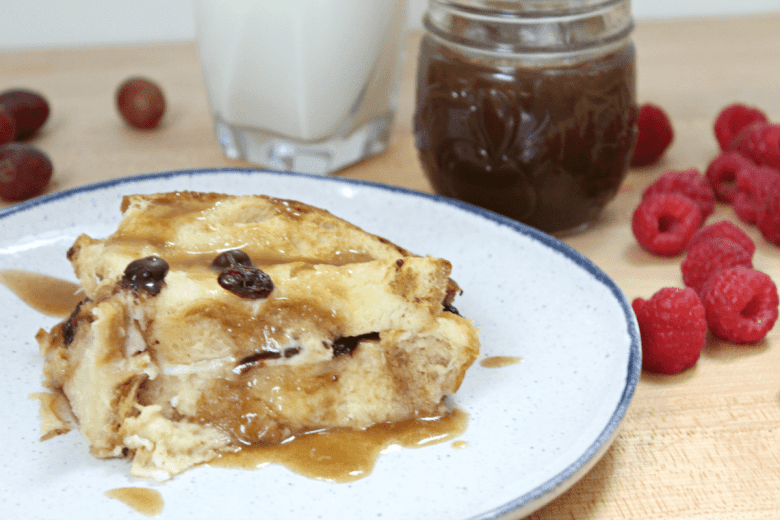 Challah Bread Pudding with Homemade Caramel Sauce