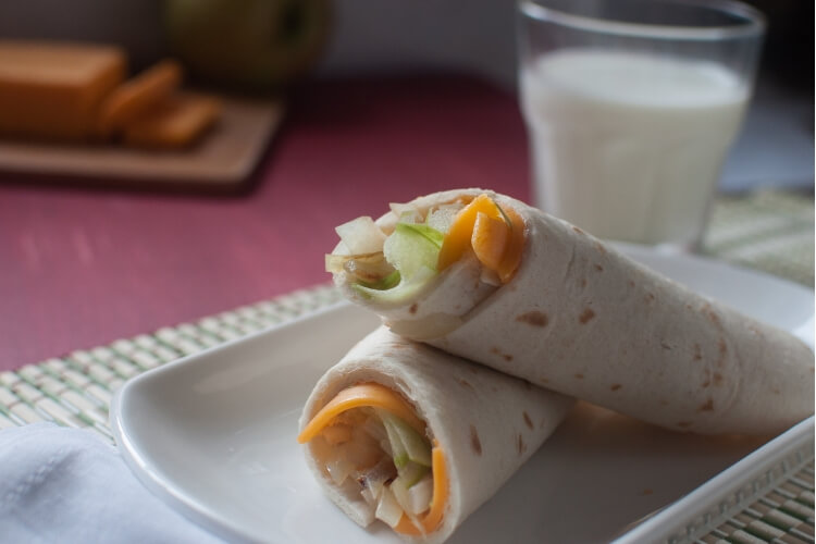 Apple and Sweet Onion Wraps with Greek Yogurt Mayo