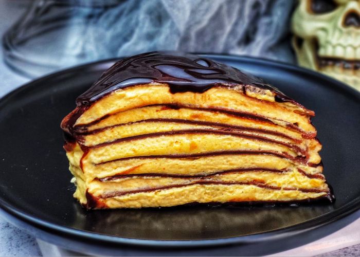 Chocolate Pumpkin Crepe Cake