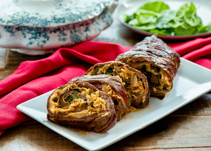 Creamed Poblano and Spinach Stuffed Steak