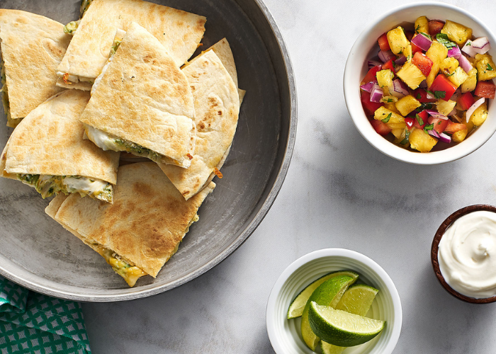 Quarterback Quesadilla with Pineapple Salsa