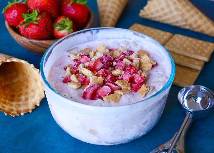 Strawberry Cheesecake Cottage Cheese Ice Cream