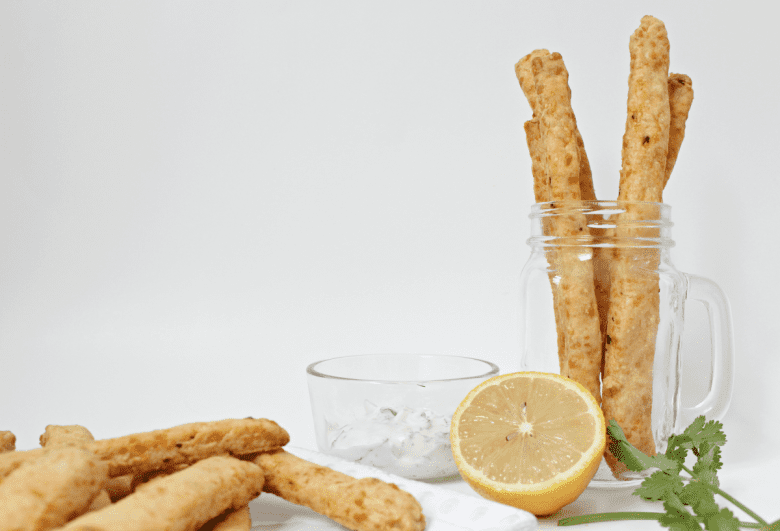 Easy Baked Cheese Straws with Cilantro Dipping Sauce