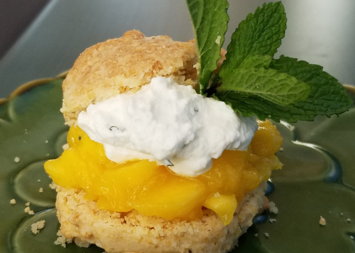 Pepper Drop Biscuits with Fresh Mango and Mint Whipped Cream