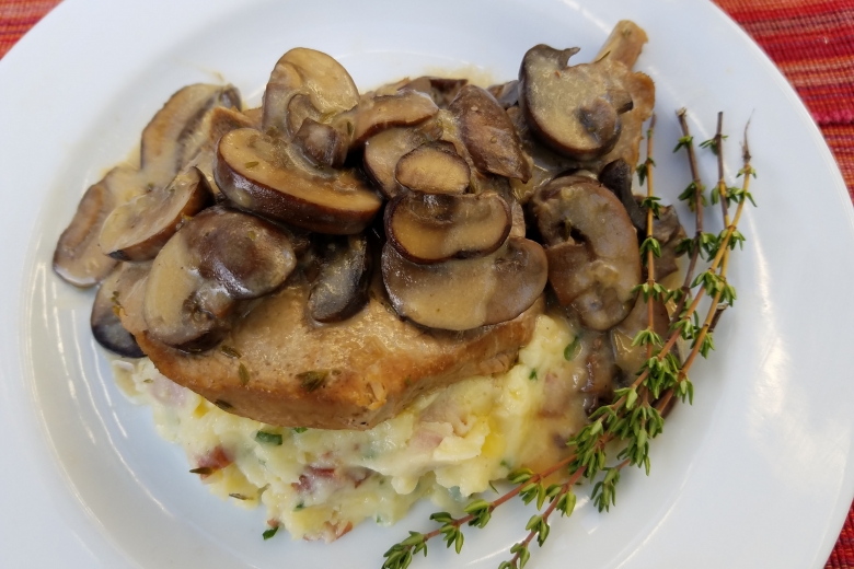 Creamy Pork with Mushrooms and Smashed Red Potatoes (Insta Pot) Featured Image