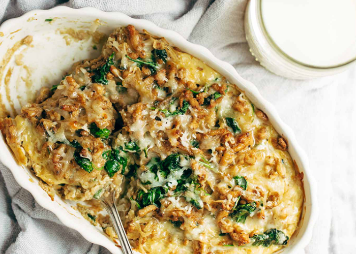 Creamy Spinach Potato Breakfast Casserole