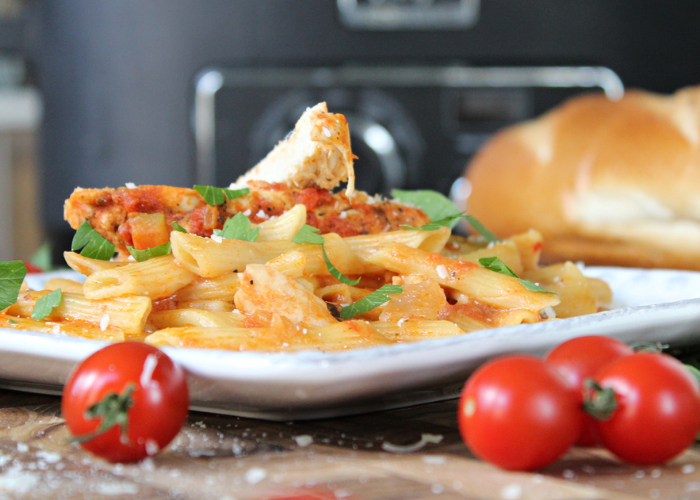 Easy Slow Cooker Creamy Chicken Pasta Featured Image