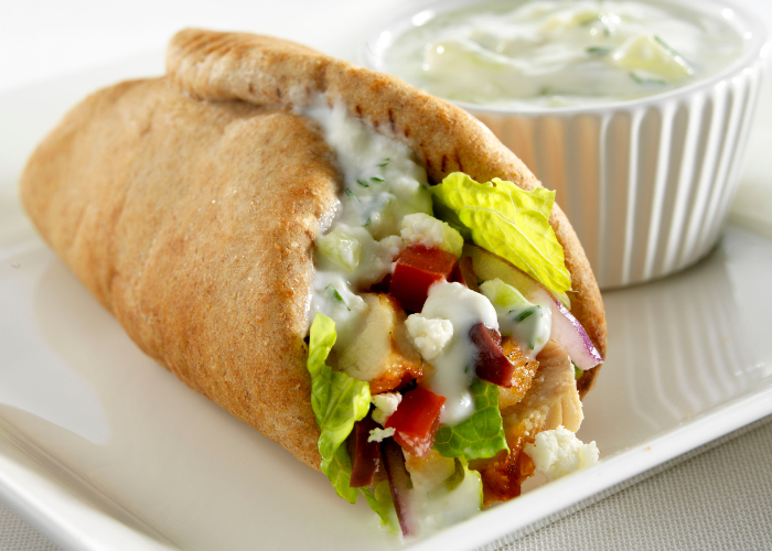 Greek Chicken Wrap with Tzatziki Herb Yogurt Sauce