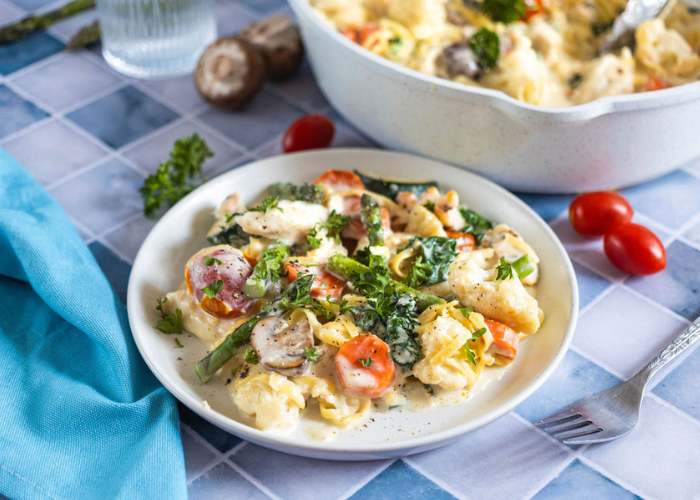 Skillet Chicken and Vegetable Alfredo