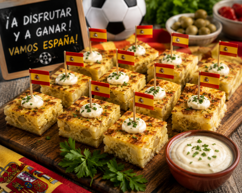 Easy Spanish Tortilla Squares with Creamy Garlic Aioli Featured Image