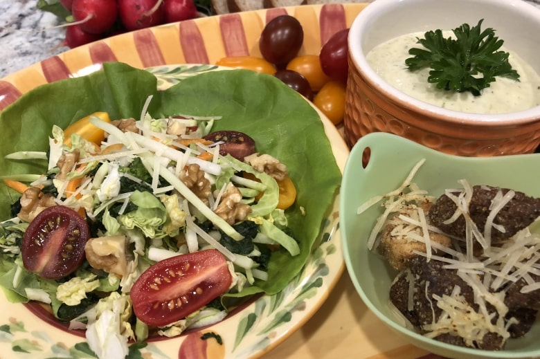 Butter Lettuce Salad with Green Goddess Dressing and Parmesan Croutons Featured Image