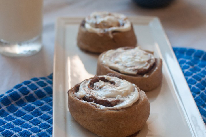 Whole-Grain Cinnamon Rolls with Greek Yogurt Frosting